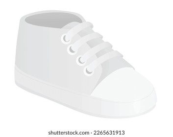 White kids shoe. vector illustration