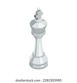 White king chess piece isometric icon vector illustration
