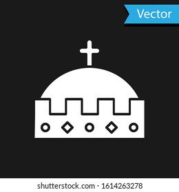 White King crown icon isolated on black background.  Vector Illustration