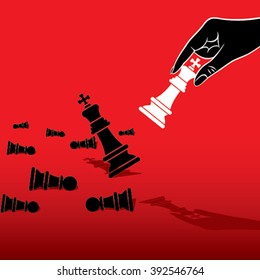 white king defeat black king chess team concept design vector