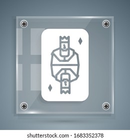 White King playing card with diamonds symbol icon isolated on grey background. Casino gambling. Square glass panels. Vector Illustration
