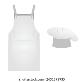 White kitchen apron and cap. vector illustration