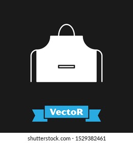 White Kitchen apron icon isolated on black background. Chef uniform for cooking.  Vector Illustration