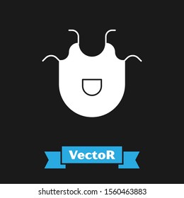 White Kitchen apron icon isolated on black background. Chef uniform for cooking.  Vector Illustration