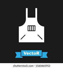White Kitchen apron icon isolated on black background. Chef uniform for cooking.  Vector Illustration