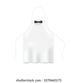 White kitchen apron isolated on a blue background