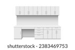 white kitchen cabinet on the white background