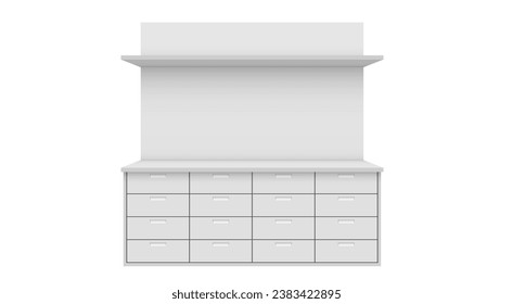 white kitchen cabinet on the white background