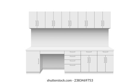 white kitchen cabinet on the white background