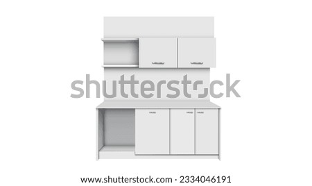 white kitchen cabinet on the white background