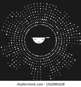 White Kitchen colander icon isolated on grey background. Cooking utensil. Cutlery sign. Abstract circle random dots. Vector Illustration