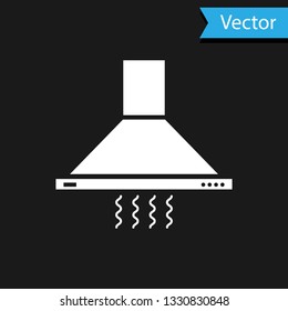 White Kitchen extractor fan icon isolated on black background. Cooker hood. Kitchen exhaust. Household appliance. Vector Illustration