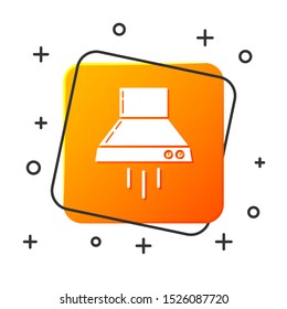 White Kitchen extractor fan icon isolated on white background. Cooker hood. Kitchen exhaust. Household appliance. Orange square button. Vector Illustration