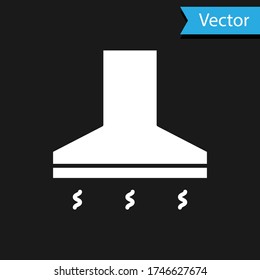 White Kitchen extractor fan icon isolated on black background. Cooker hood. Kitchen exhaust. Household appliance. Vector Illustration