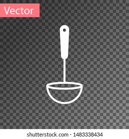 White Kitchen ladle icon isolated on transparent background. Cooking utensil. Cutlery spoon sign.  Vector Illustration