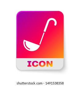 White Kitchen ladle icon isolated on white background. Cooking utensil. Cutlery spoon sign. Rectangle color button. Vector Illustration