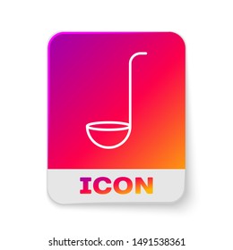 White Kitchen ladle icon isolated on white background. Cooking utensil. Cutlery spoon sign. Rectangle color button. Vector Illustration