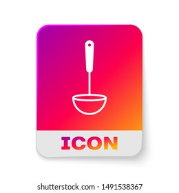 White Kitchen ladle icon isolated on white background. Cooking utensil. Cutlery spoon sign. Rectangle color button. Vector Illustration