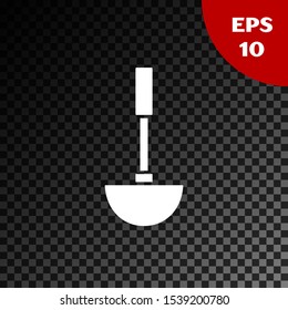 White Kitchen ladle icon isolated on transparent dark background. Cooking utensil. Cutlery spoon sign.  Vector Illustration
