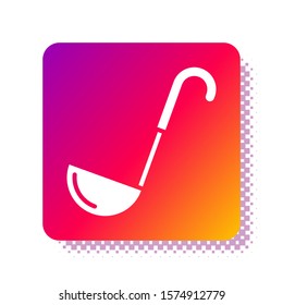 White Kitchen ladle icon isolated on white background. Cooking utensil. Cutlery spoon sign. Square color button. Vector Illustration