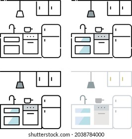 white kitchen set of strokes and fill