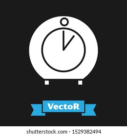 White Kitchen timer icon isolated on black background. Cooking utensil.  Vector Illustration