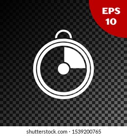 White Kitchen timer icon isolated on transparent dark background. Cooking utensil.  Vector Illustration