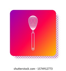White Kitchen whisk icon isolated on white background. Cooking utensil, egg beater. Cutlery sign. Food mix symbol. Square color button. Vector Illustration