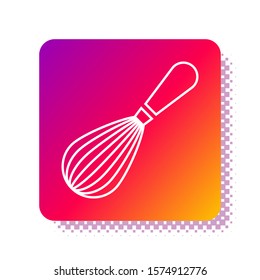 White Kitchen whisk icon isolated on white background. Cooking utensil, egg beater. Cutlery sign. Food mix symbol. Square color button. Vector Illustration