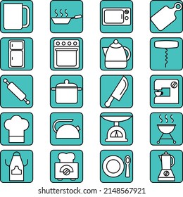 White kitchenware, illustration, vector on a white background.