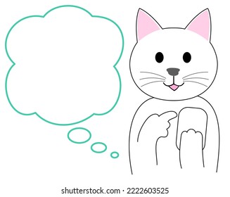 A White Kitten with cellphone and speech balloon