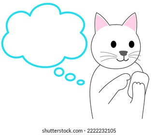 A White Kitten with a cellphone and speech ballooon