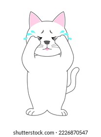 A White Kitten crying with a white background