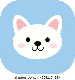 White kitten face icon vector	