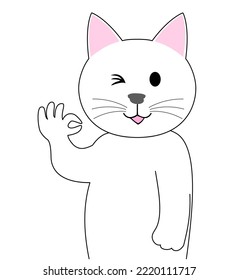 A White Kitten gesturing with fingers
