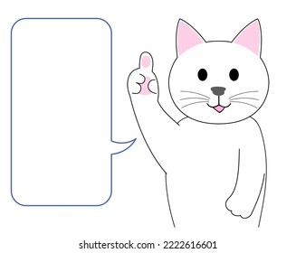 Un gatito blanco dando un consejo con globo de voz