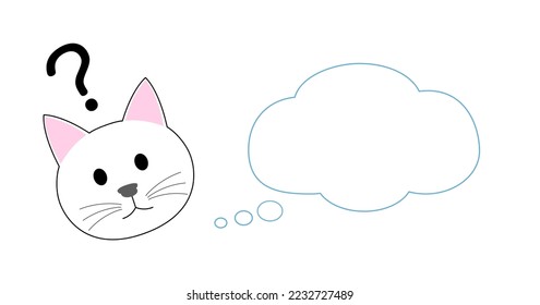 A white kitten head with speech bubble