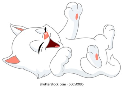 White kitten laughing