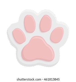 White kitten paw. Animal cat paw print in flat style isolated on white background. Vector illustartion