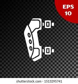 White Knee pads icon isolated on transparent dark background. Extreme sport. Sport equipment. Skateboarding, bicycle, roller skating protective gear.  Vector Illustration