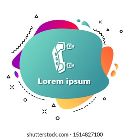 White Knee pads icon isolated on white background. Extreme sport. Sport equipment. Skateboarding, bicycle, roller skating protective gear. Abstract banner with liquid shapes. Vector Illustration