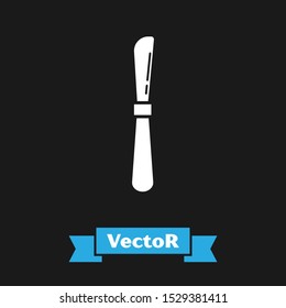 White Knife icon isolated on black background. Cutlery symbol.  Vector Illustration