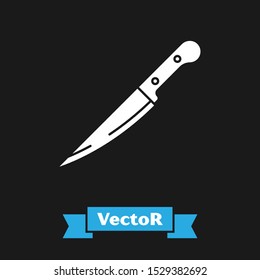 White Knife icon isolated on black background. Cutlery symbol.  Vector Illustration