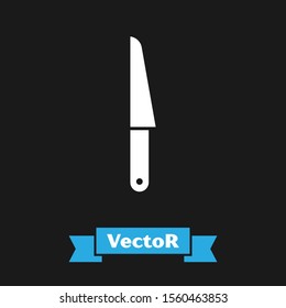 White Knife icon isolated on black background. Cutlery symbol.  Vector Illustration