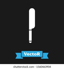 White Knife icon isolated on black background. Cutlery symbol.  Vector Illustration