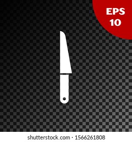 White Knife icon isolated on transparent dark background. Cutlery symbol.  Vector Illustration