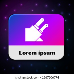 White Knife icon isolated on black background. Cutlery symbol. Rectangle color button. Vector Illustration