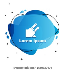 White Knife icon isolated on white background. Cutlery symbol. Abstract banner with liquid shapes. Vector Illustration