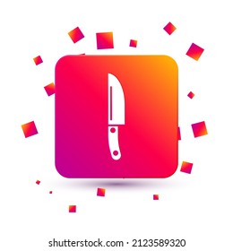 White Knife icon isolated on white background. Cutlery symbol. Square color button. Vector