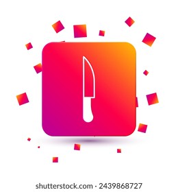 White Knife icon isolated on white background. Cutlery symbol. Square color button. Vector